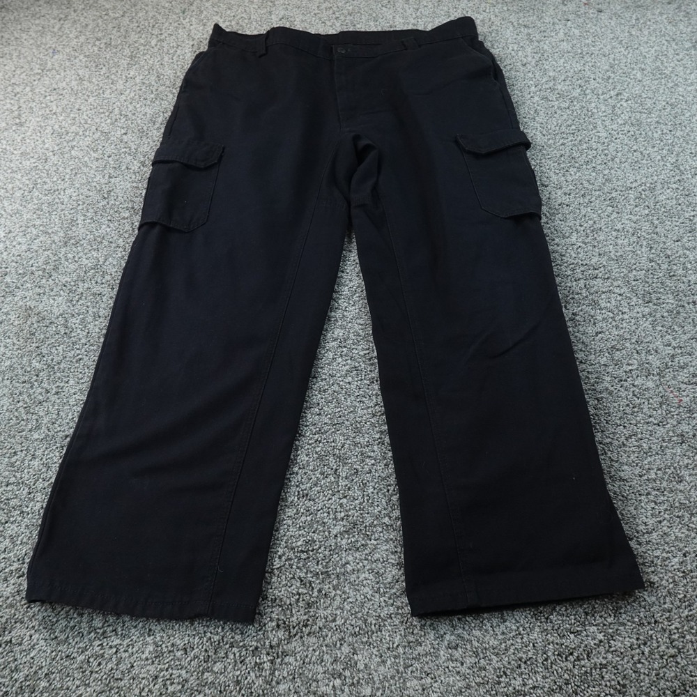 Wrangler Pants Mens 42X30 Black Cargo Utility Canvas Workwear Ruggedโ Straight
